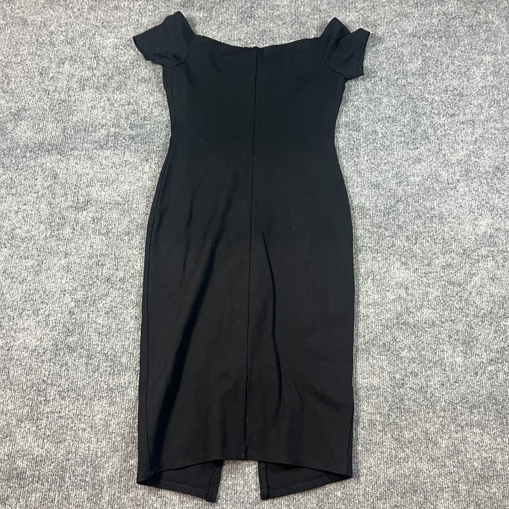 Haute‎ Monde Bodycon Midi Dress Womens Small Black Cap Sleeve Front Zip V-Neck - Picture 11 of 11